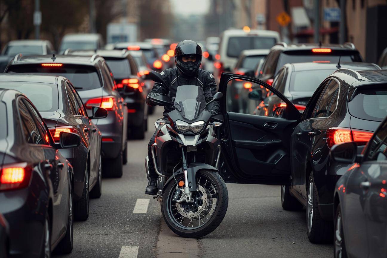 Co robić, gdy kierowca spycha motocykl w korku