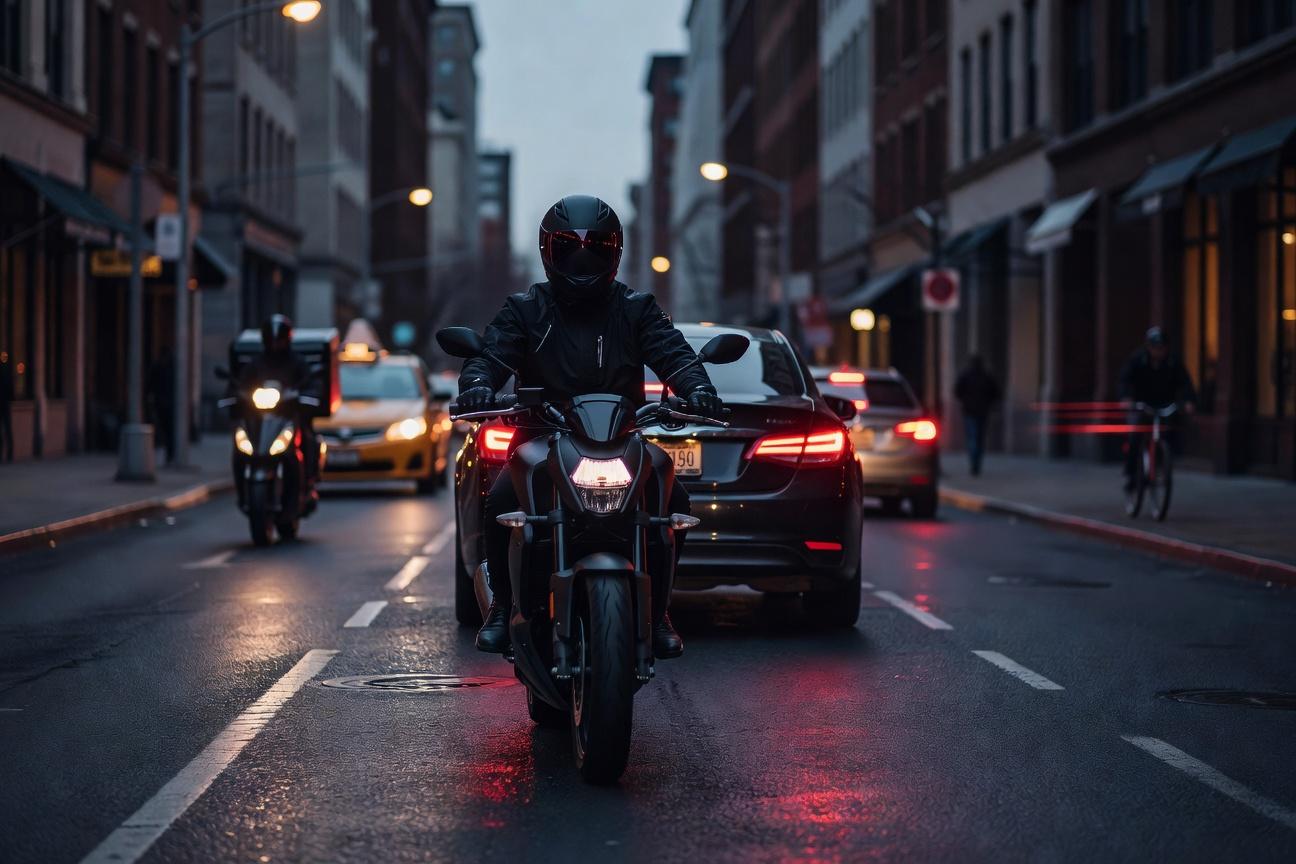 Czy jechać za, obok czy przed autem - ustawienie motocykla w ruchu miejskim