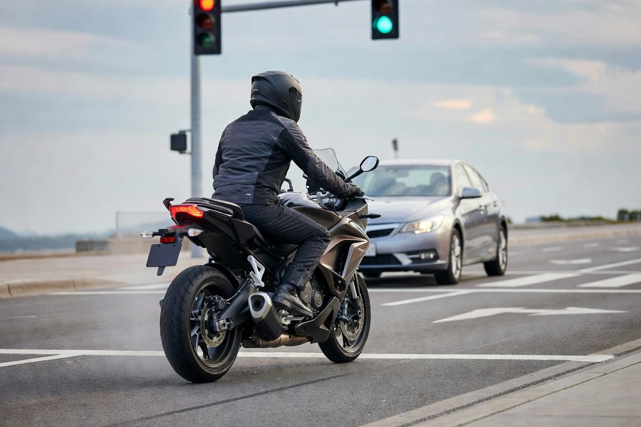 Czy jechać za, obok czy przed autem - ustawienie motocykla w ruchu miejskim
