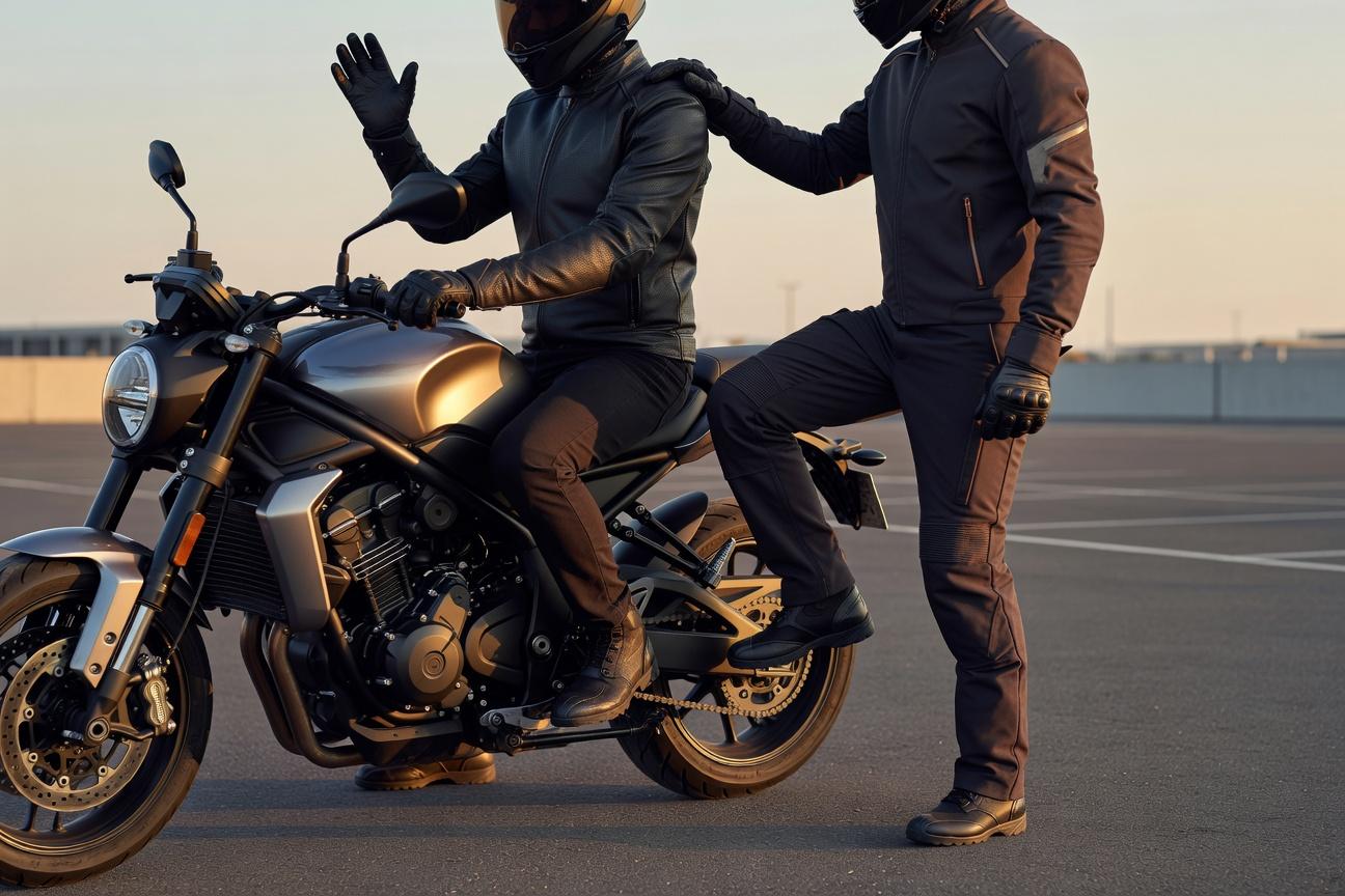 Jak pasażer powinien wsiadać i zsiadać z motocykla