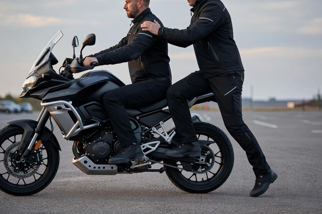 Jak pasażer powinien wsiadać i zsiadać z motocykla