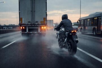 Jazda obok autobusów i ciężarówek - turbulencje, martwe pola, hamowanie