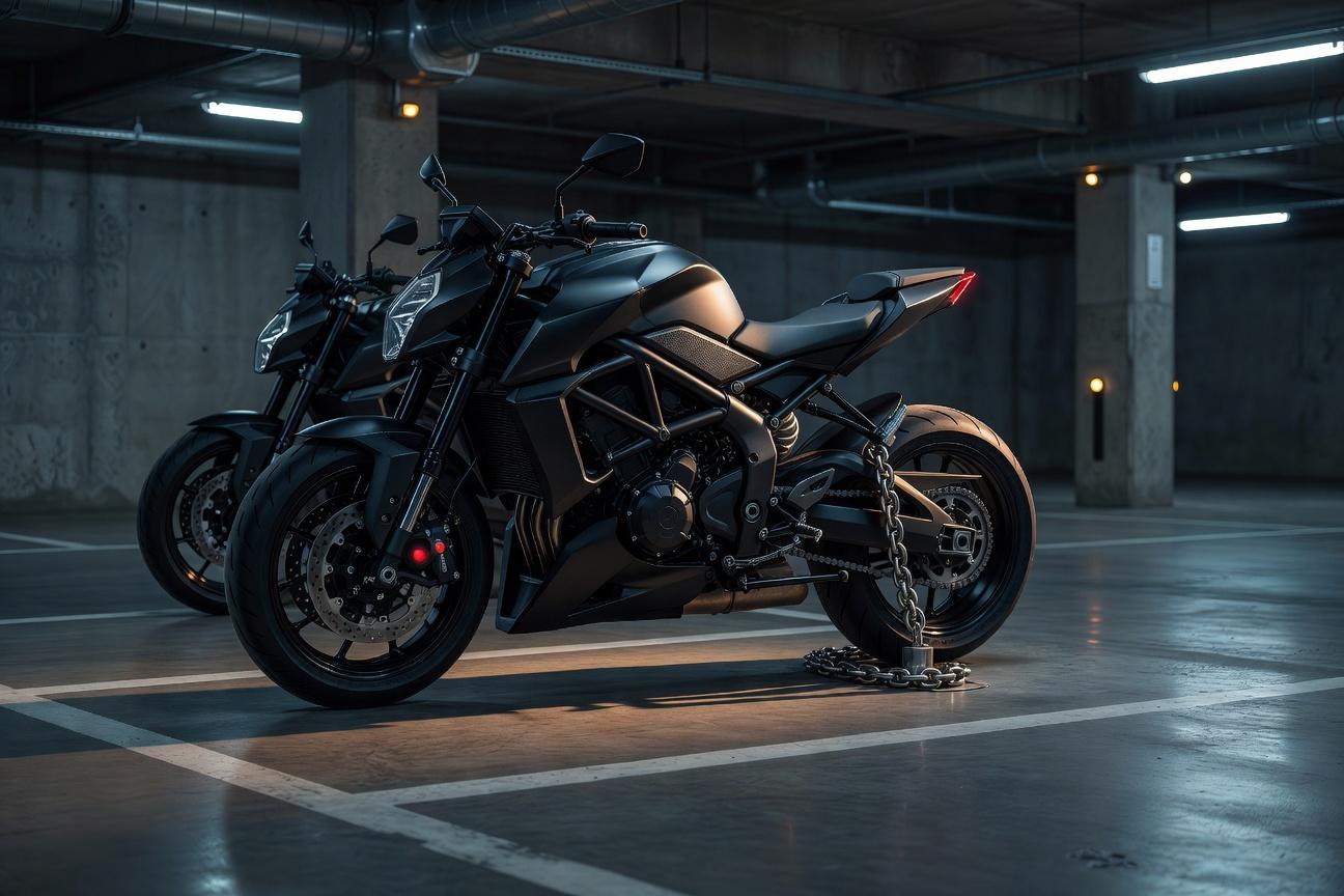 Motocykl w garażu podziemnym - kotwy, alarmy i współdzielenie przestrzeni