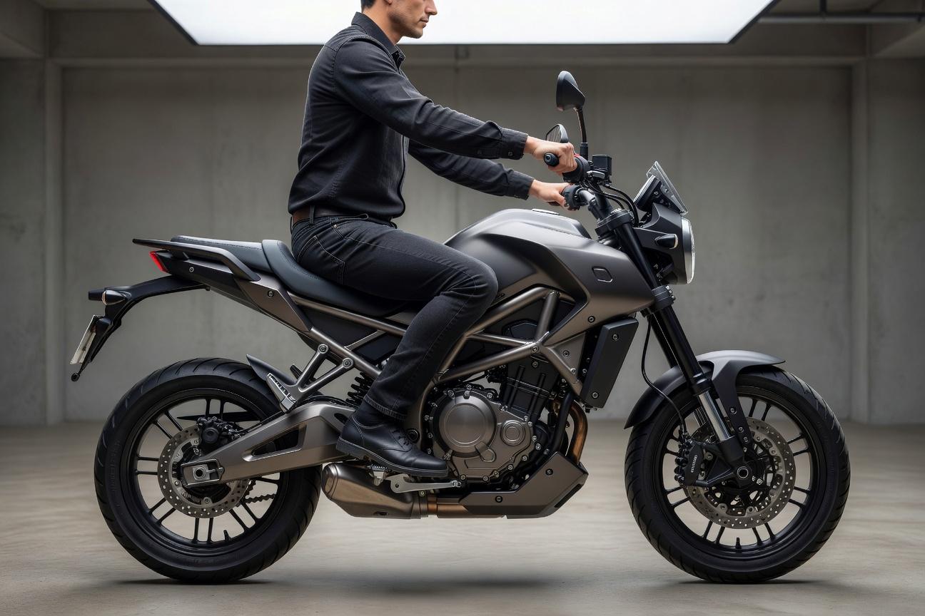 Motocykl dla wysokiego kierowcy - kolana, biodra i kierownica