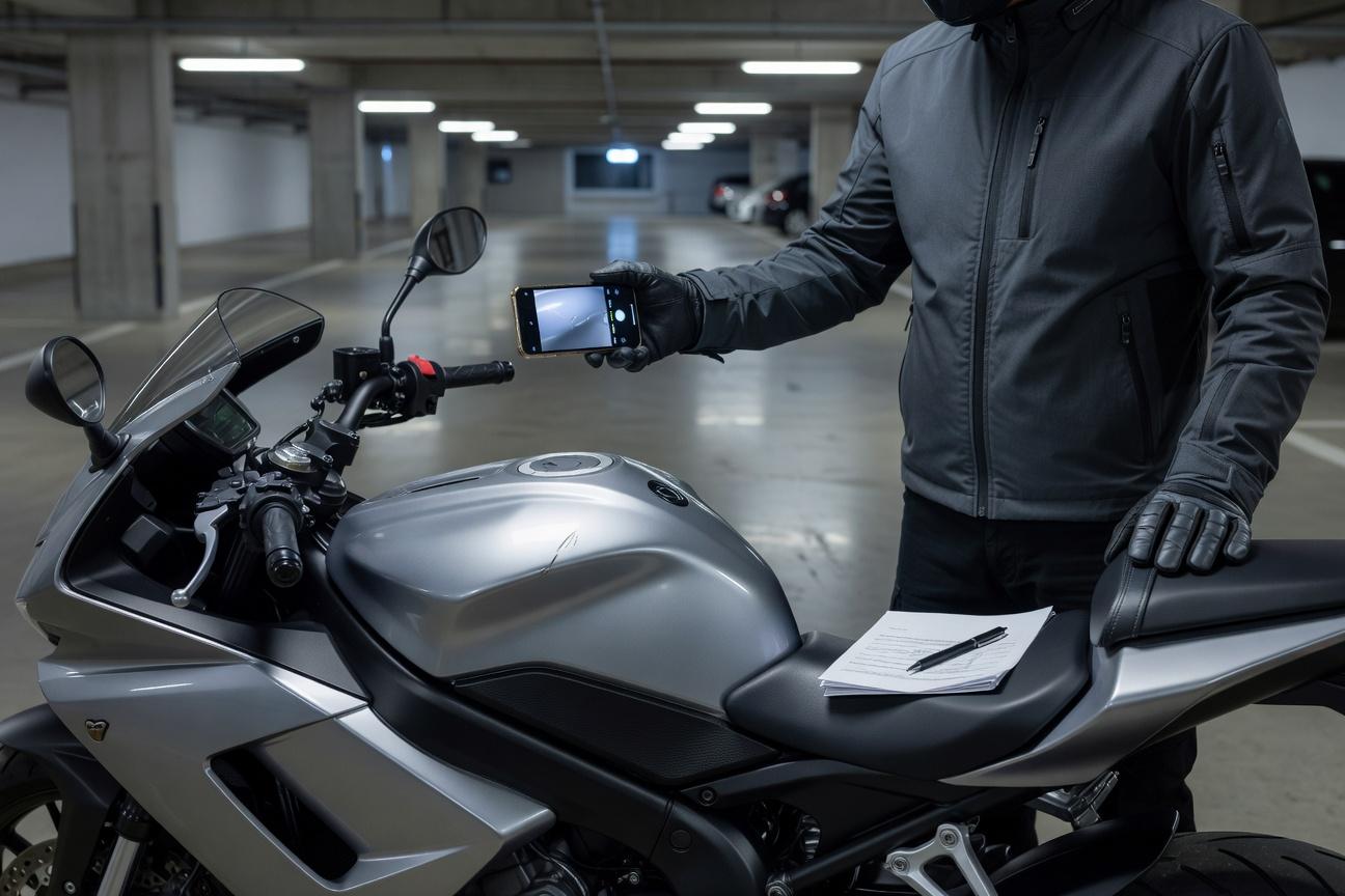 Szkoda parkingowa motocykla - jak zgłosić sprawę i zebrać dowody
